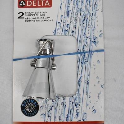 Delta 2 Spray Setting Shower Head, Chrome Finish