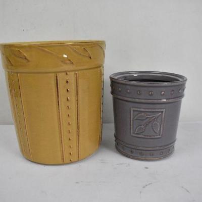 2 Glass Canisters: Mustard & Purple