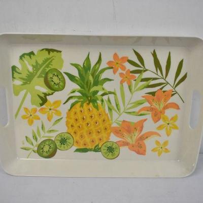 Plastic Serving/Decorative Tray: Floral/Pineapple/Kiwi 13