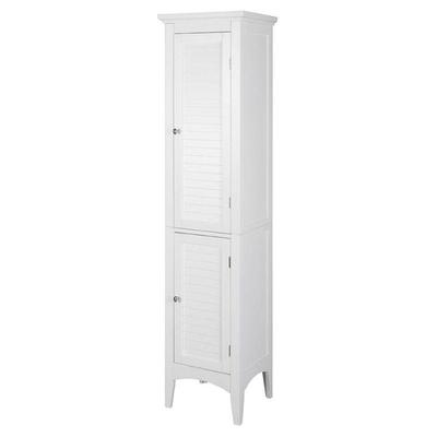 Sicily Floor Cabinet with 2 Shutter Doors, White - Minor Damage as Shown on 1 side