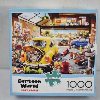 1000 Piece Puzzle, Cartoon World Sam's Garage - Open Box, Pieces Not Counted