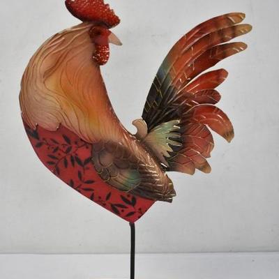 2 Piece Rooster Decor: 1 Metal Stand Rooster & 1 Metal Rooster Outline Clock