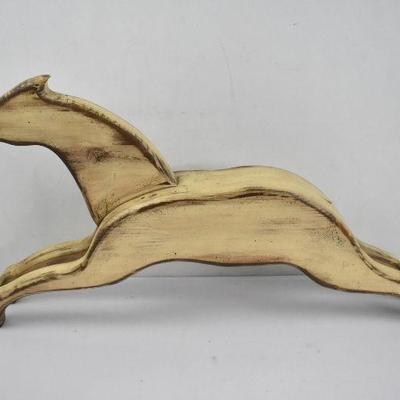 Greyhound/Horse Wooden Decor, Tan/Brown Distressed