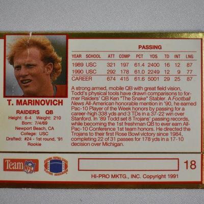 5 Football Cards: Brown, Gannon, Kelly, Marinovich, Seau: 1991-2003