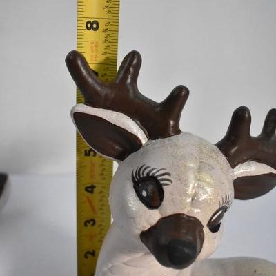 2 Ceramic Deer, Big & Little, Hand Painted
