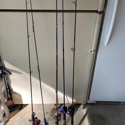 FIVE FISHING RODS
