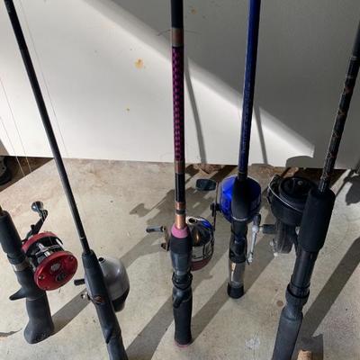 FIVE FISHING RODS