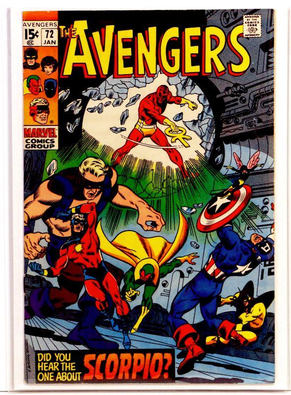 AVENGERS 72 Bronze Age Key Issue 1st App of Zodiac + Captain Marvel
