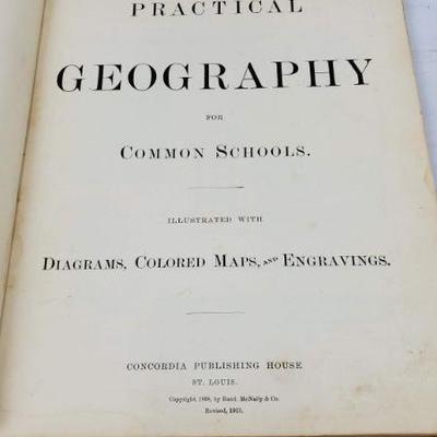 Antique 1913 Hardback Book: Practical Geography for Common Schools