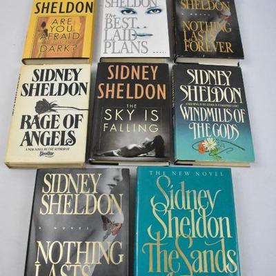 8 Hardcover Books by Sidney Sheldon: Afraid of the Dark? -to- The Sands of Time