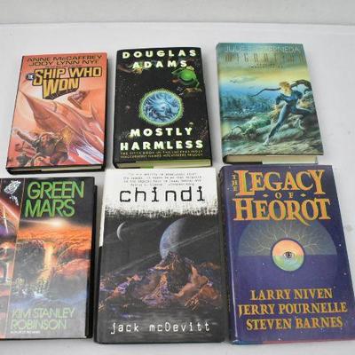 6 Hard Cover Books Sci-Fi Fantasy: The Ship Who Won -to- Legacy of Heorot
