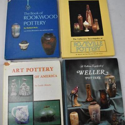 4 Hardcover Pottery Books: Rookwood Pottery -to- Weller Pottery