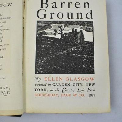 Hardcover Book Barren Ground, by Ellen Glasgow. Vintage 1925