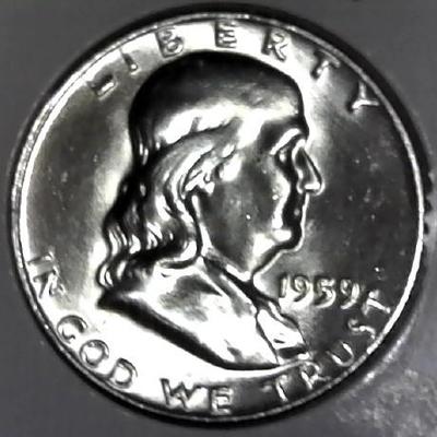 1959-D Franklin Silver Half Dollar With Nice Luster