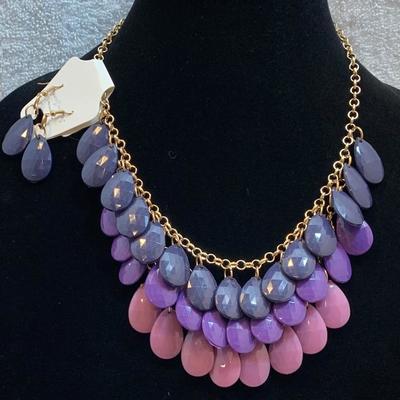 Pinks & Purples Necklace & Earring Set - NEW
