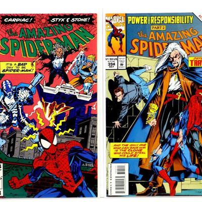 AMAZING SPIDER-MAN #376 #394 High Grade Comic Book Set 1993/94 Marvel Comics NM