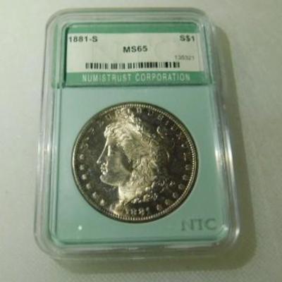 1881-S Morgan Silver Dollar Graded by NTC MS65