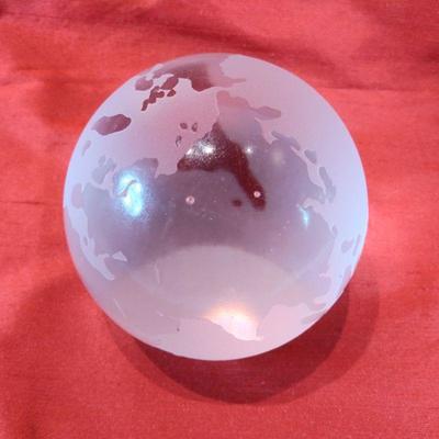 Frosted World Globe Paperweight