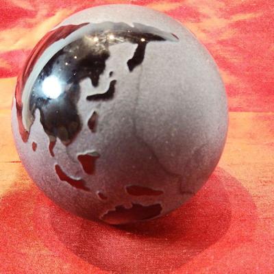 Frosted Black Globe Paperweight