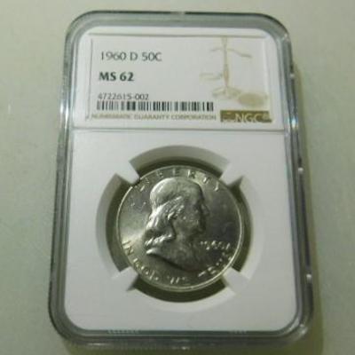 1960-D Franklin Silver Half Dollar Graded by NGC MS62