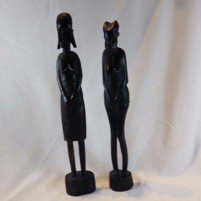 Pair of Hand-Carved African Women