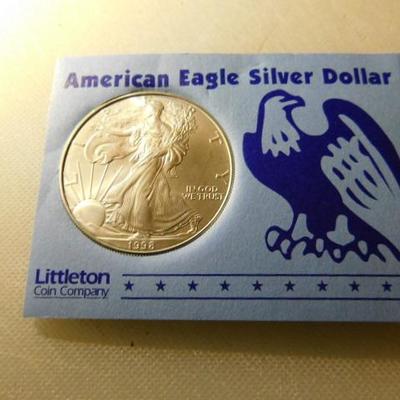 1998 American Eagle Silver Dollar Littleton Coin Co. Flip Card Encased