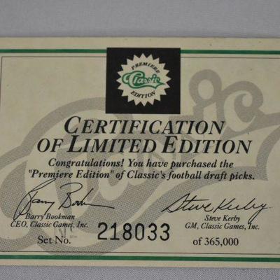 50 Football Cards, 1991 Premiere Classic Edition Open Set - Complete