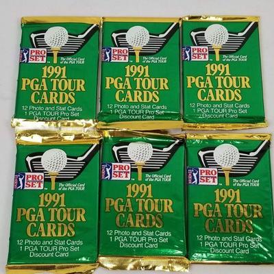 1991 PGA Tour Card Booster Packs, Quantity 6 - Sealed