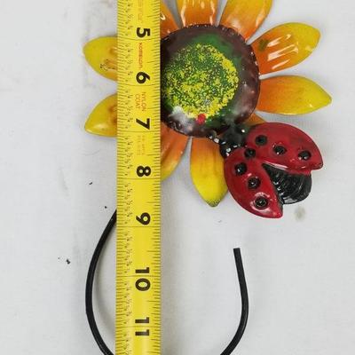 2 Metal Hanging Sunflower Decorations, Firefly, Ladybug