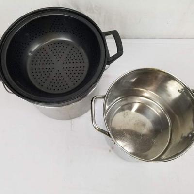 2 Stock Pots with Double Strainer Basket