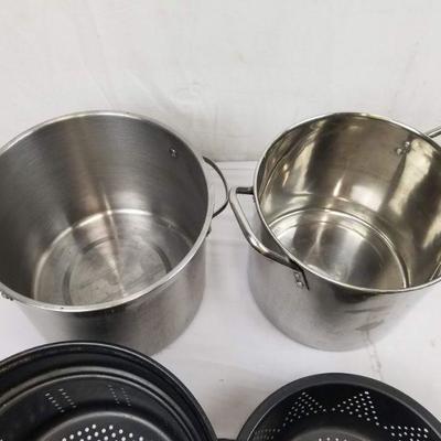 2 Stock Pots with Double Strainer Basket