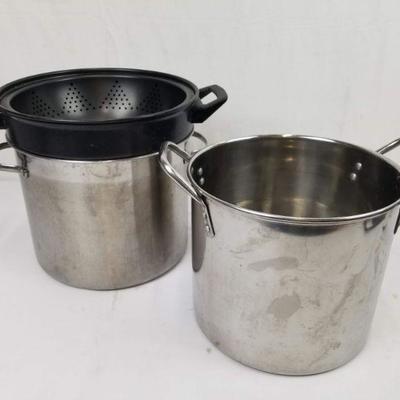 2 Stock Pots with Double Strainer Basket