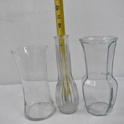 7 Clear Glass Vases