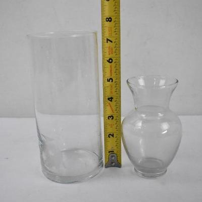 7 Clear Glass Vases