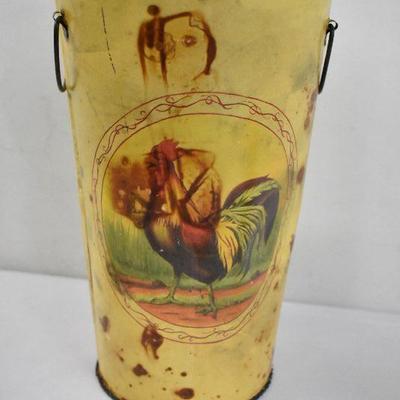 Rooster Tin Vase, Rooster Jar & Rooster/Animal TIn