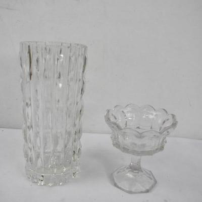 2 Piece Cut Glass: Crystal Vase & Candy Dish/Dessert Cup