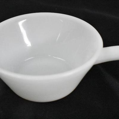 Vintage, Anchor Hocking, Fire-King White Milk Glass Chili Soup Handled Bowl, USA
