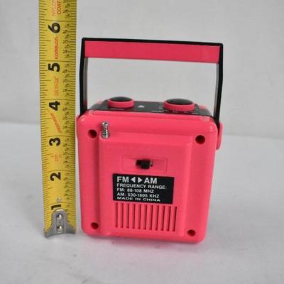 Small Bright Pink AM/FM Radio - Tested, Works