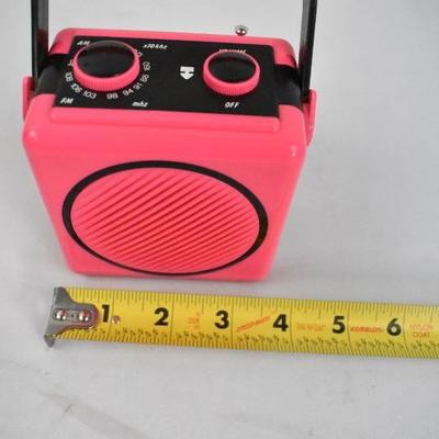 Small Bright Pink AM/FM Radio - Tested, Works