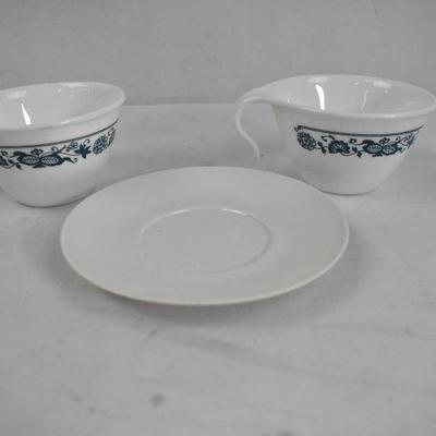 3 Piece: 2 Corelle Tea Cups & 1 Melamine Saucer