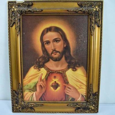 Framed Image of Jesus - Cracked Frame