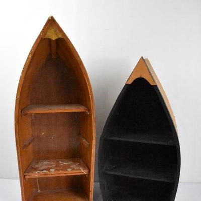 2 Piece Wooden Boat Shelf Decor
