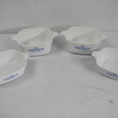 4 Pc Blue Cornflower Vintage Corning Ware Baking Dishes: 1 3/4 Cup & 2 3/4 Cup