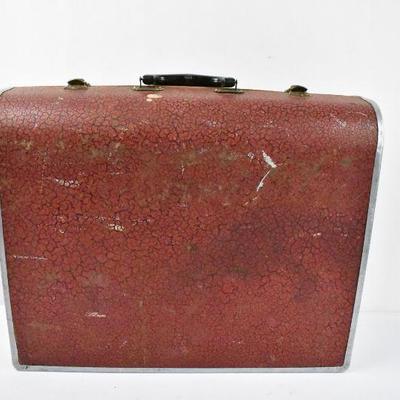 Vintage Hardside Suitcase Table Red/Black/Silver 