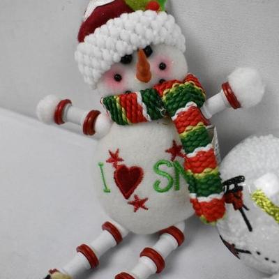 10 Piece Snowman Ornaments & 1 Piece Snowman/Tree Wall Decor