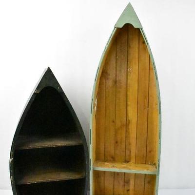 2 Wooden Boat Shelves Decor