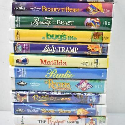 13 Kids Movies VHS - Mostly Disney Movies: 101 Dalmations -to- Winnie the Pooh