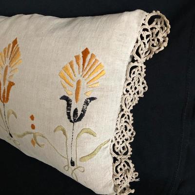 Lot 27- Arts & Crafts Style Pillows And Linens.