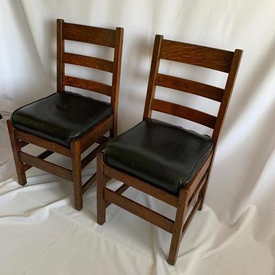 Lot 42 - Two Gustav Stickley Leather Dining Chairs