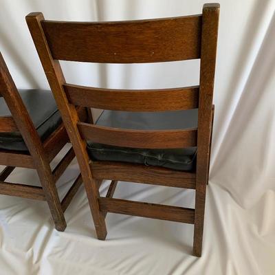 Lot 42 - Two Gustav Stickley Leather Dining Chairs